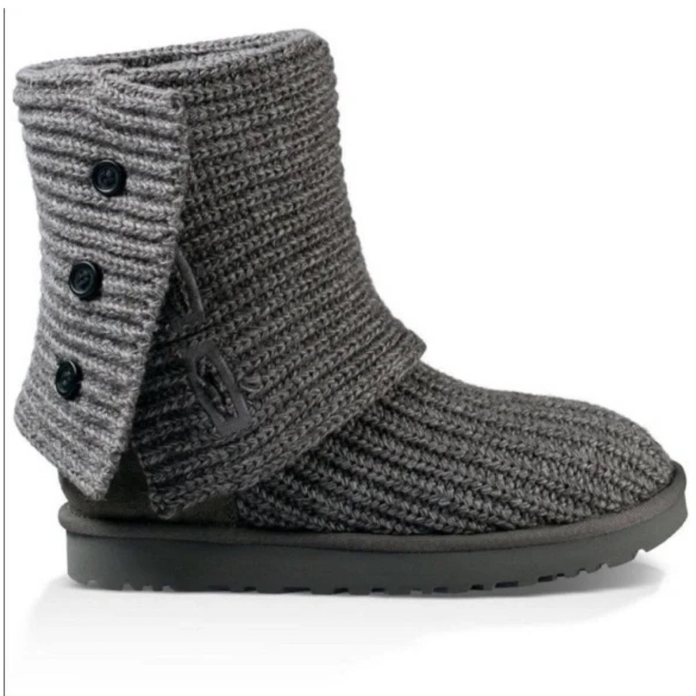 UGG Classic Cardy Knit Boots in Grey Wool